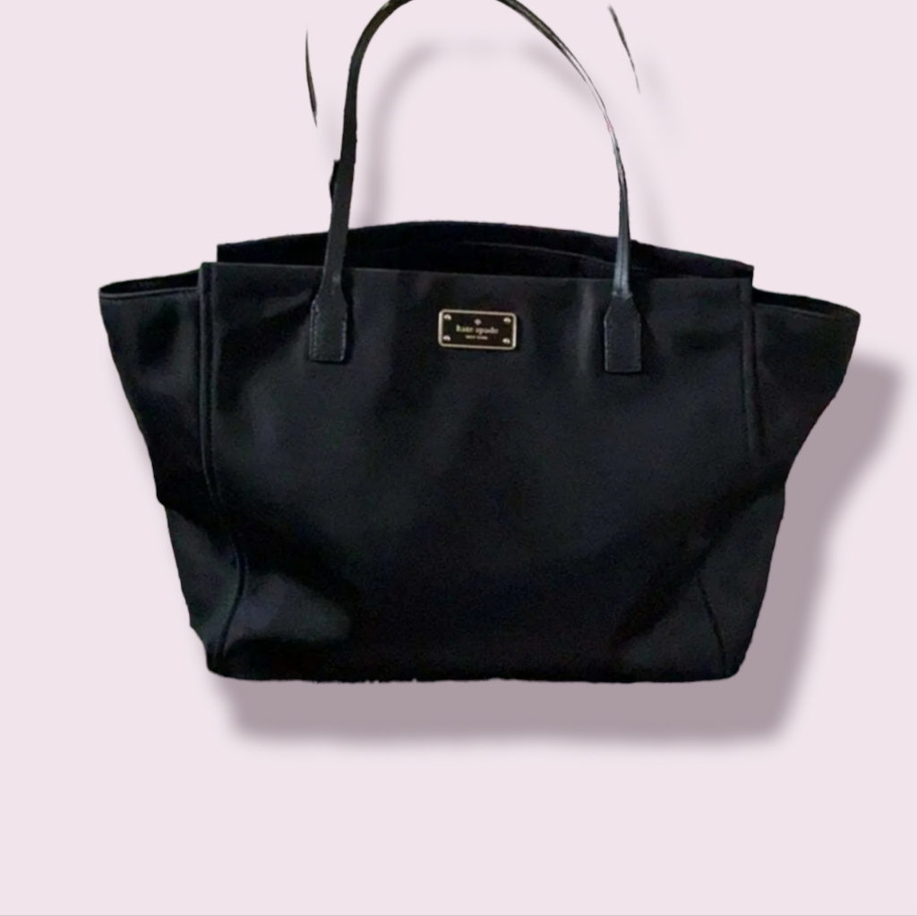 Kate Spade Nylon Black Zip Top Tote Bag Y2k Iconic Classic Large